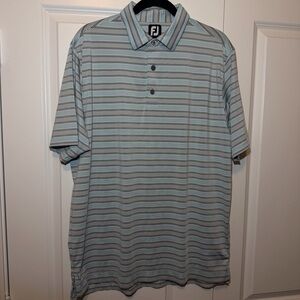 FootJoy Men’s Pale Blue and Gray Striped Golf Polo